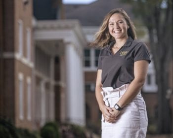 Portrait of woman outside on Pfeiffer campus