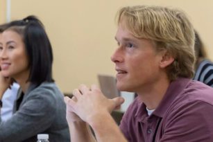 Students listening in class