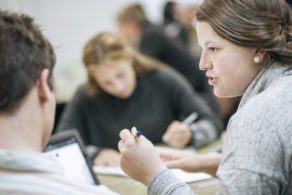 Students working together during class