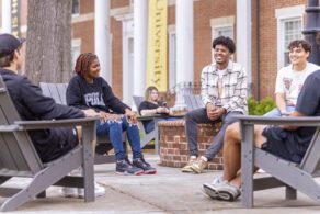 students in circle talking
