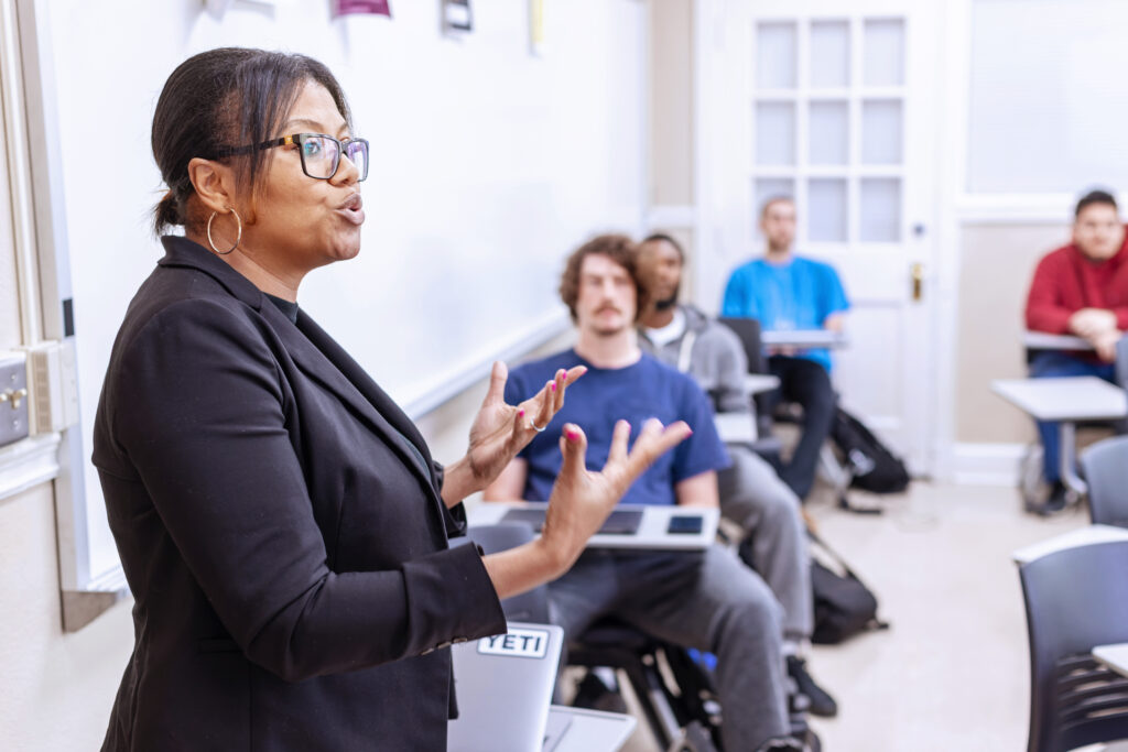 Professor lecturing in front of class